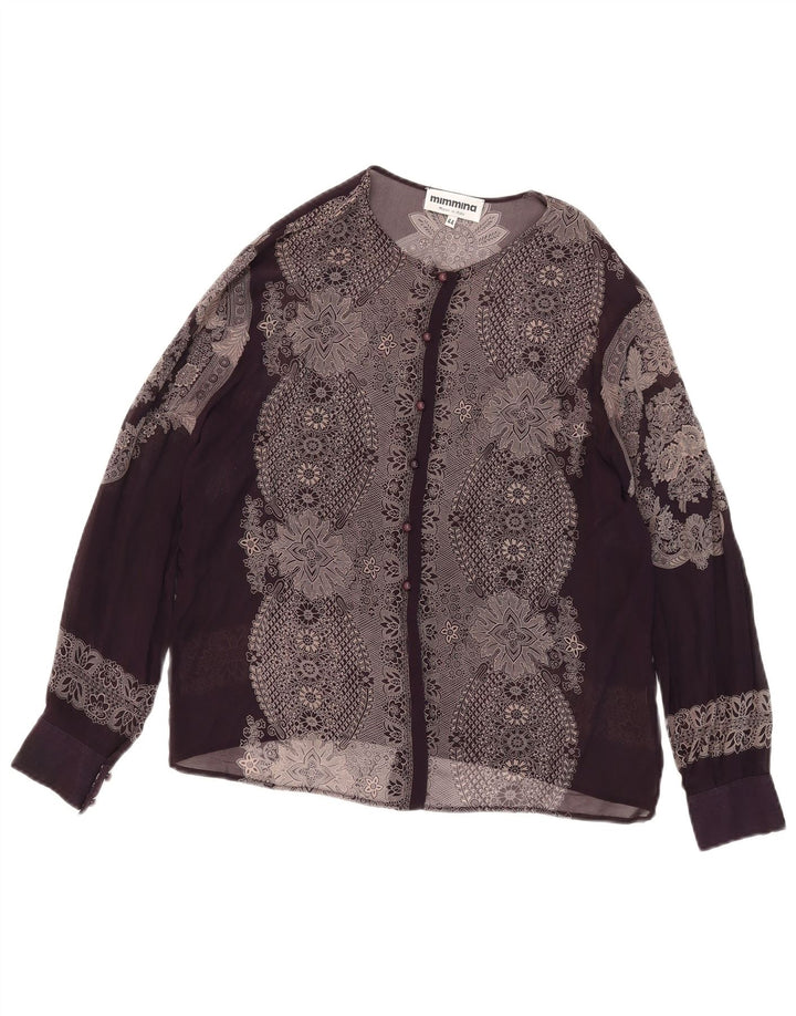 MIMMINA Dame Gennemsigtig Skjorte Bluse IT 44 Medium Black Floral