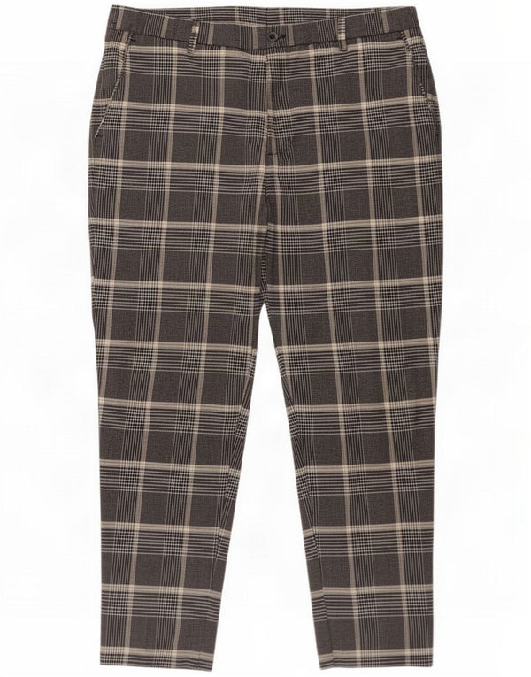 Zara Herre Tapered Chino-bukser EU 46 XL W36 L27 Grå ternet polyester