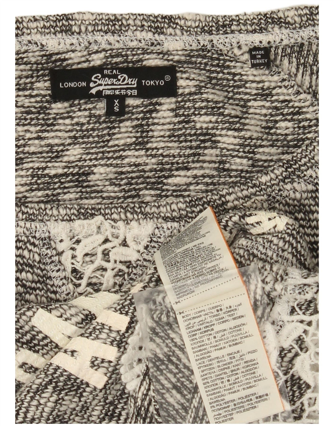 Superdry Womens Oversized Crop Boat Neck Jumper Sweater UK 6 XS Grå Bomuld