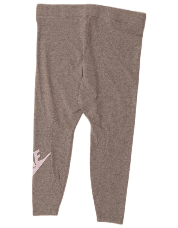 Nike Womens Graphic Capri Leggings UK 18 XL Grey Flecked Cotton
