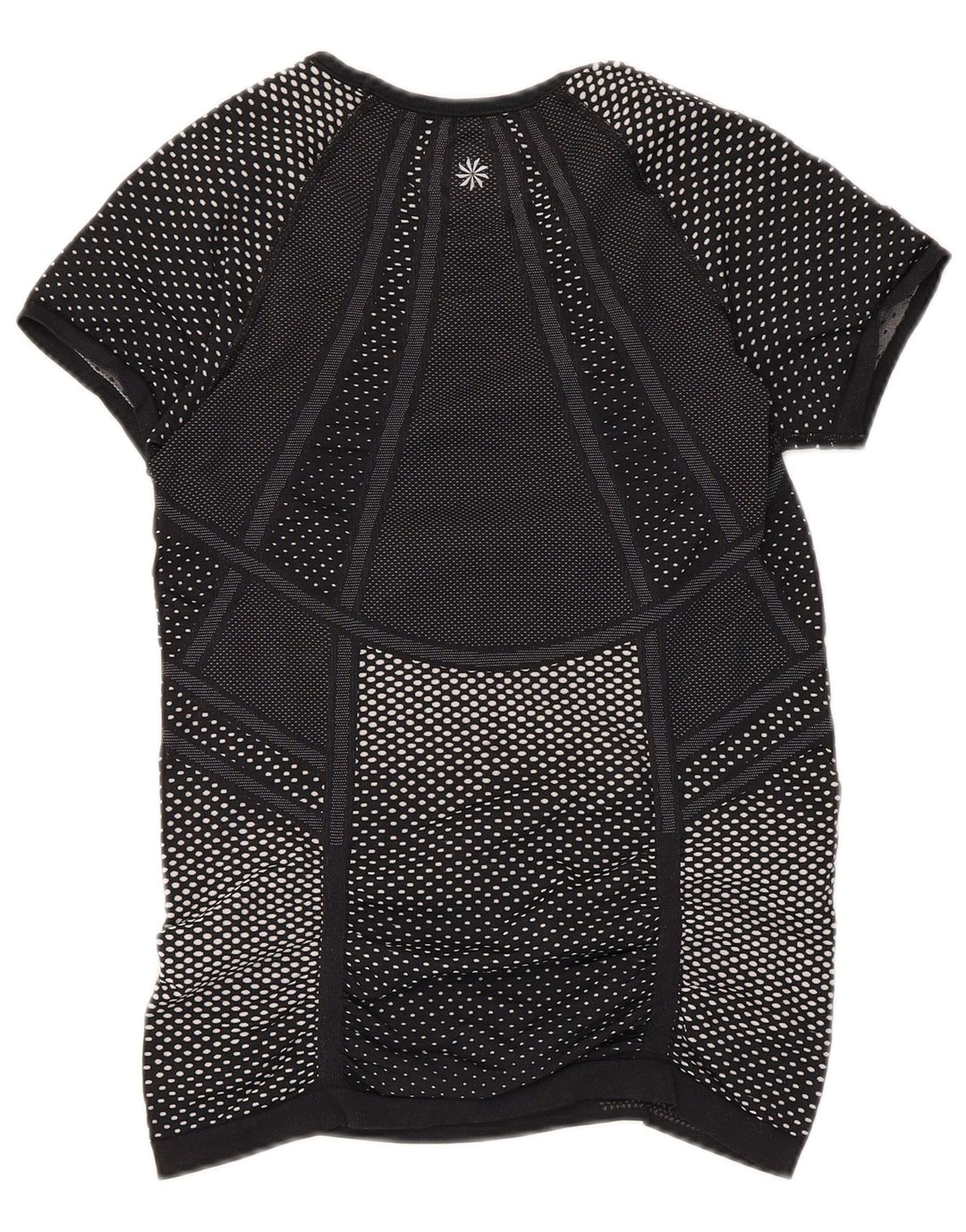 ATHLETA T-shirt top til kvinder UK 8 Lille sort plettet polyester