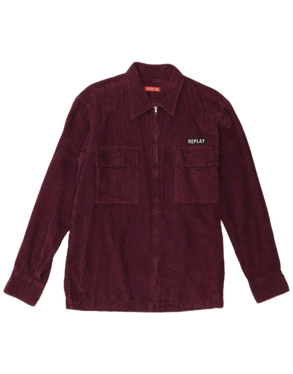 Replay Herre Corduroy-skjorte Medium Lilla Bomuld