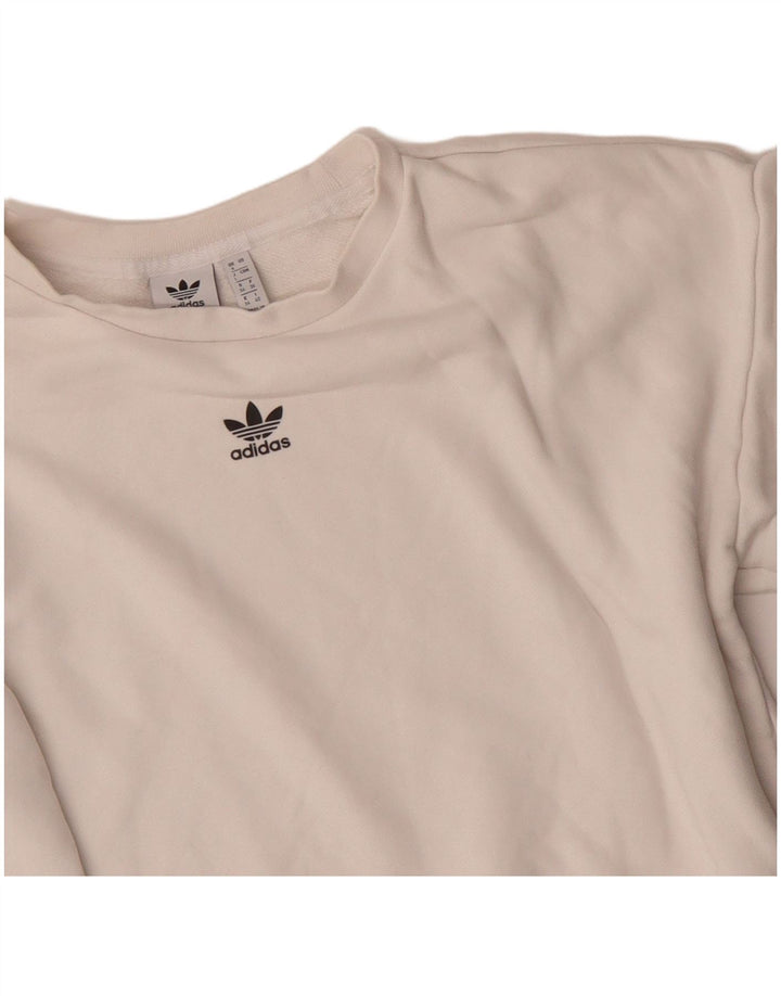 Adidas Womens Oversized Crop Graphic Sweatshirt Jumper UK 8 Small White
