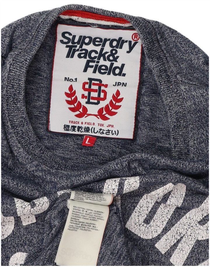SUPERDRY Herre Track & Field Grafisk T-Shirt Top Stor blå Flecked Bomuld