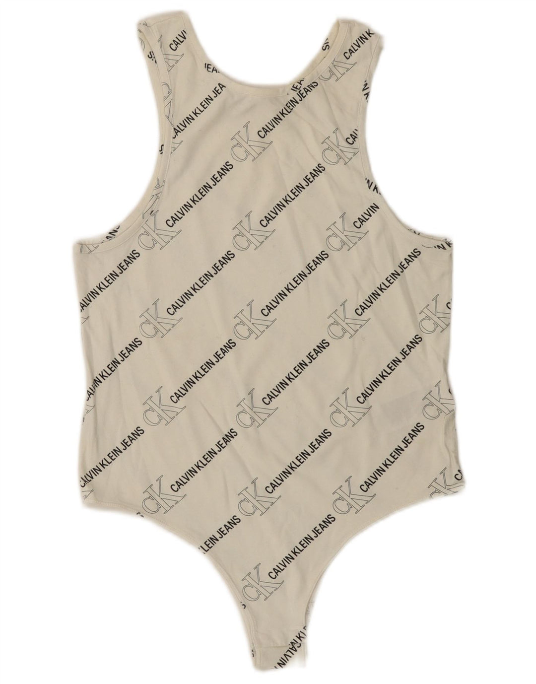 CALVIN KLEIN JEANS Grafisk ærmeløs bodysuit til kvinder UK 14 Large White