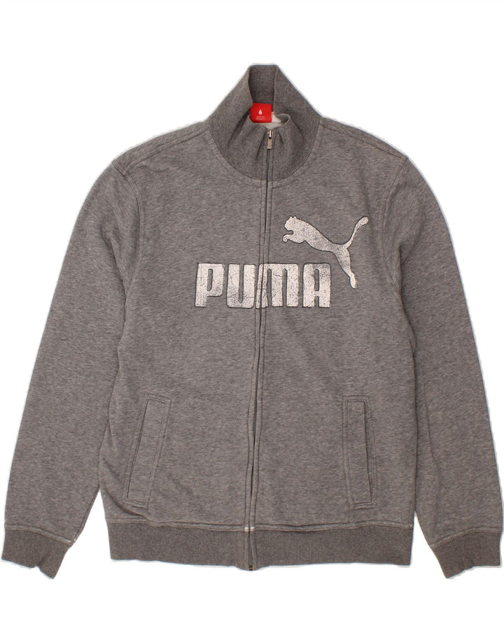 PUMA Mens Graphic Tracksuit Top Jacket Small Grey Cotton Vintage Puma and Second-Hand Puma from Messina Hembry 