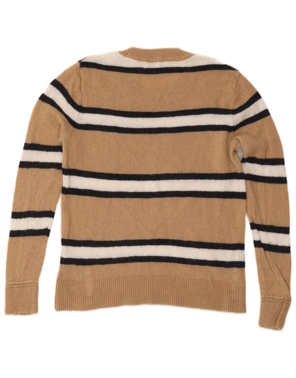 TOMMY HILFIGER sweater med rund hals til kvinder UK 12 Medium Beige stribet