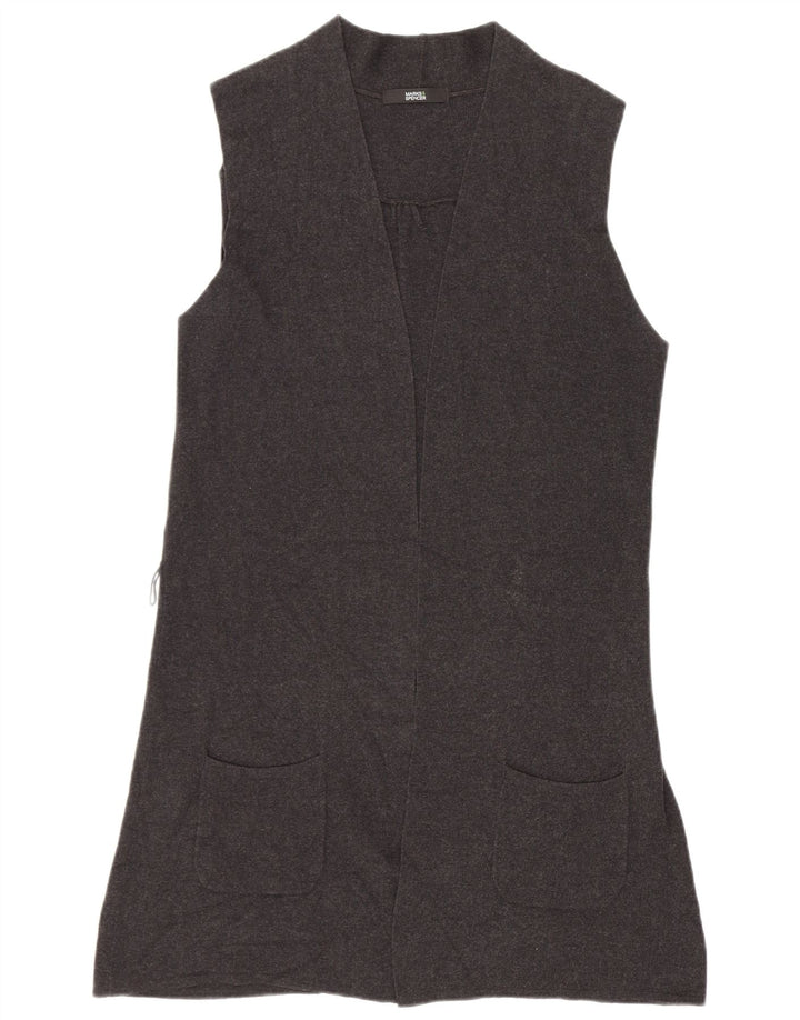Marks & Spencer ærmeløs cardigantrøje til kvinder UK 12 Medium Grey