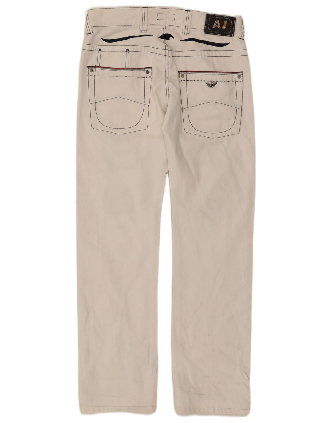Armani Dame Distressed Straight Jeans W32 L30 Hvid Bomuld
