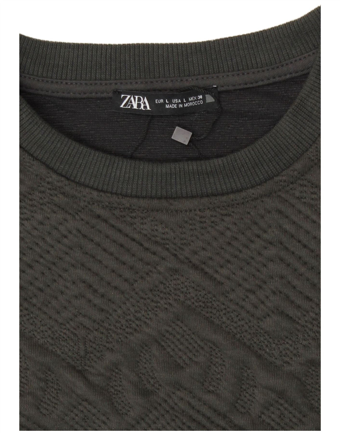 Zara Womens Crop Sweater UK 14 Large Grå Geometrisk Polyester