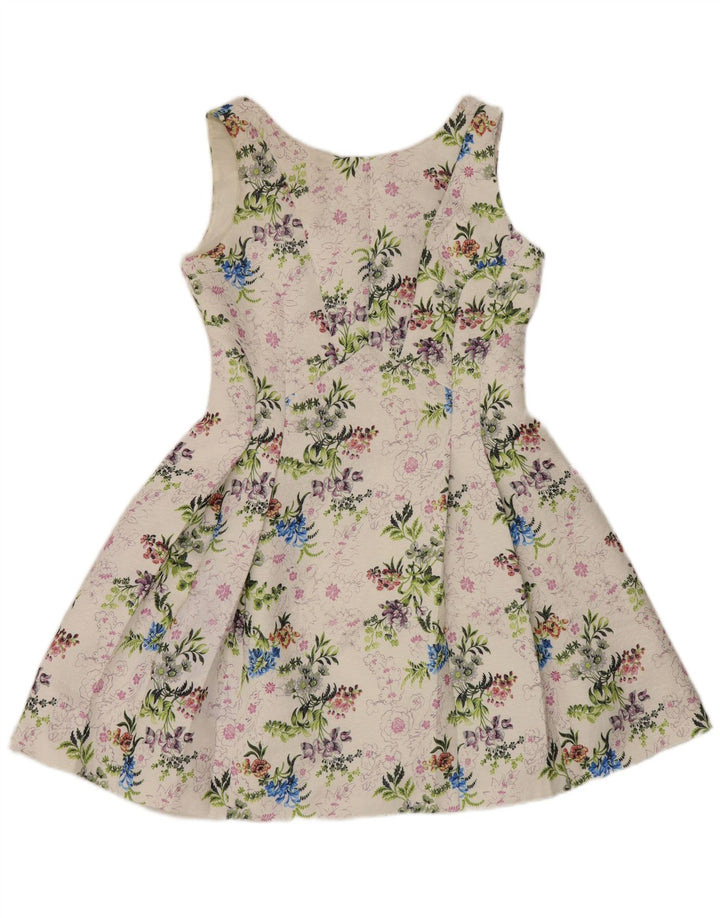 Oasis Dame Ærmeløs Swing Dress UK 14 Medium White Floral Polyester