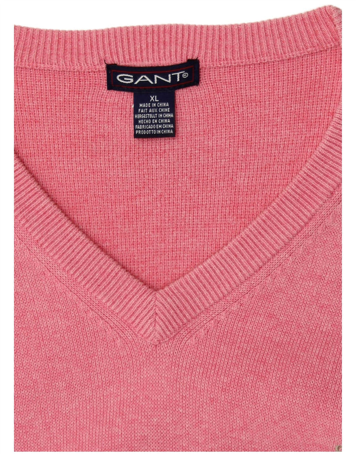GANT Herre V-hals sweater XL Pink Flecked Bomuld
