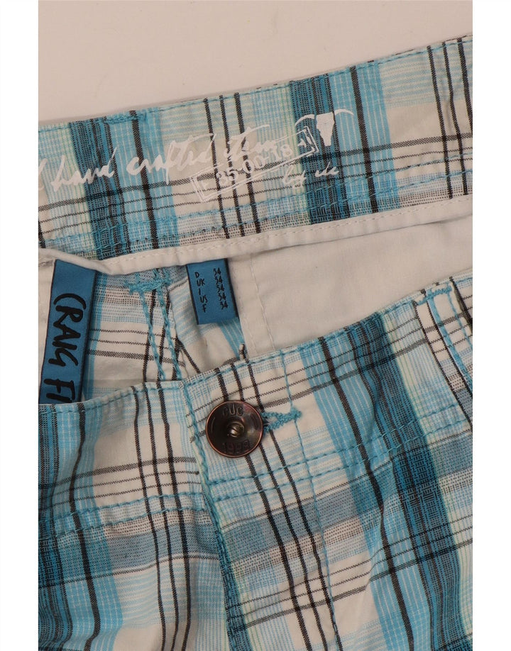 EDC Herre Cargo Shorts W34 Large Blue Check