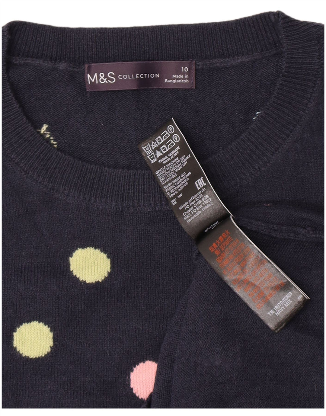 Marks & Spencer Dame sweater med rund hals DK 10 Small Navy Blue