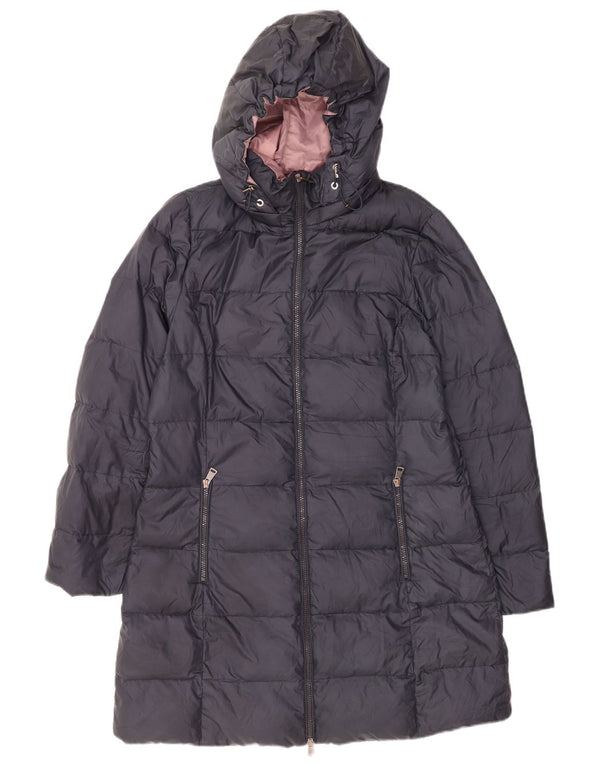 Dacks polstret frakke med hætte til kvinder UK 16 Large Navy Blue Polyester