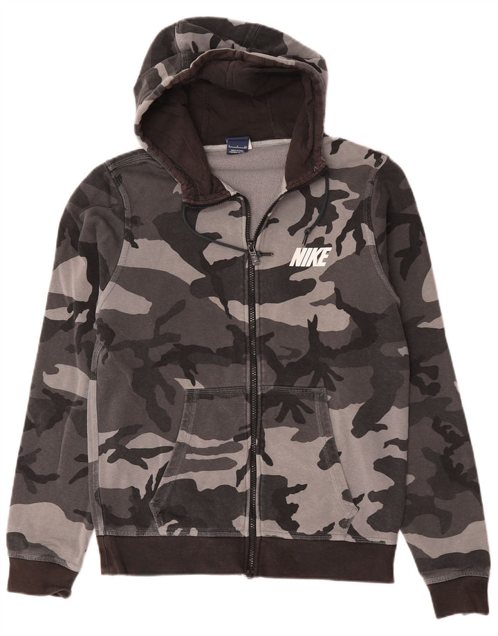 Nike Hættetrøje med lynlås til mænd, lille grå camouflage bomuld