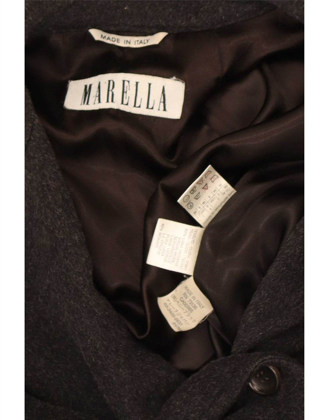 Marella Dame Oversized Overfrakke UK 8 Lille Grå Uld
