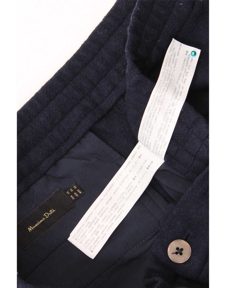 Massimo Dutti Herre Slim Cropped Trousers EU 38 Small W30 L25 Navy Blue Uld
