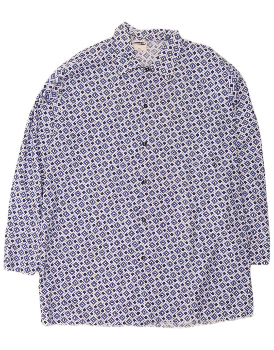 Vintage herreskjorte str. 42 Large Blue Geometric