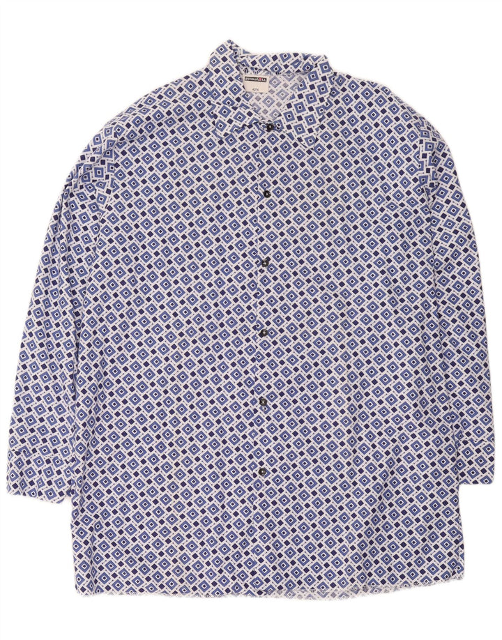 Vintage herreskjorte str. 42 Large Blue Geometric