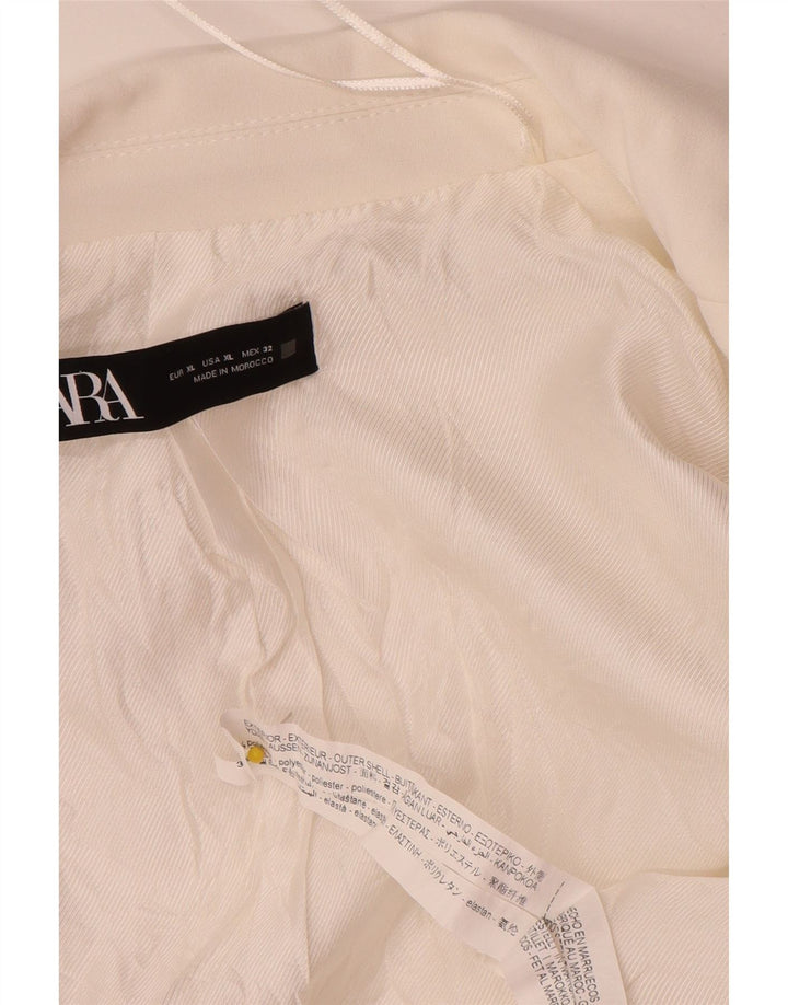 Zara Dame 3/4 ærmet åben blazerjakke UK 18 XL Hvid Polyester