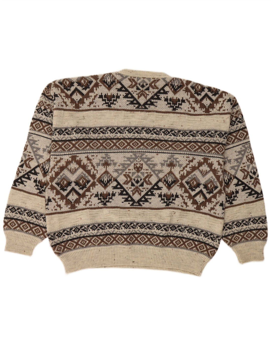 Vintage sweater med rund hals til mænd IT 48/50 Medium White Fair Isle