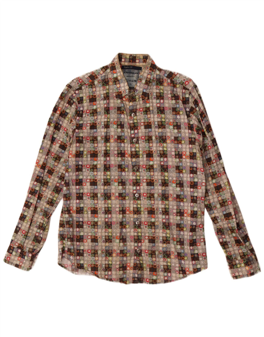 Desigual Herre Regular Fit skjorte Medium Flerfarvet ternet bomuld