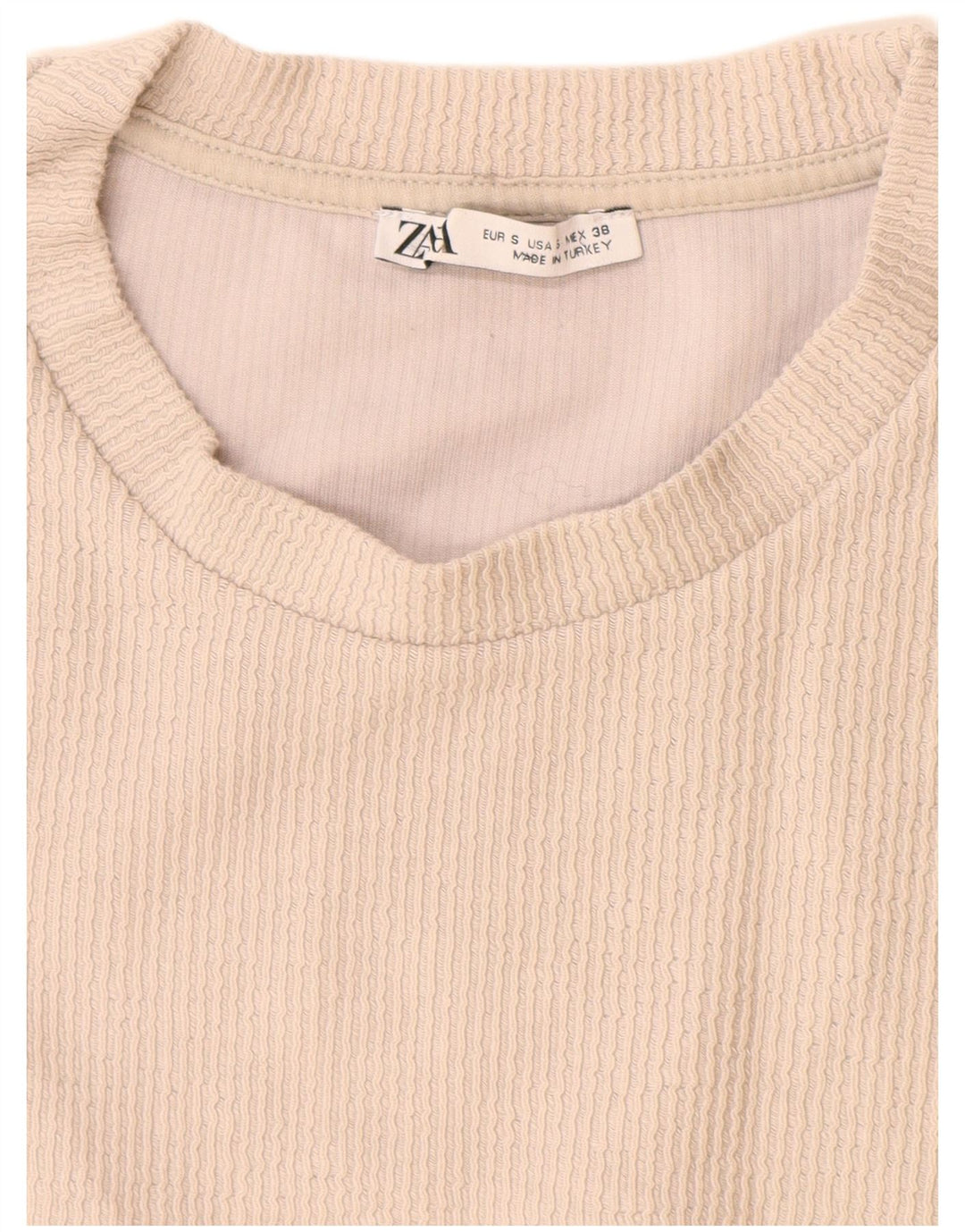 Zara Herre T-Shirt Top Lille Beige Bomuld