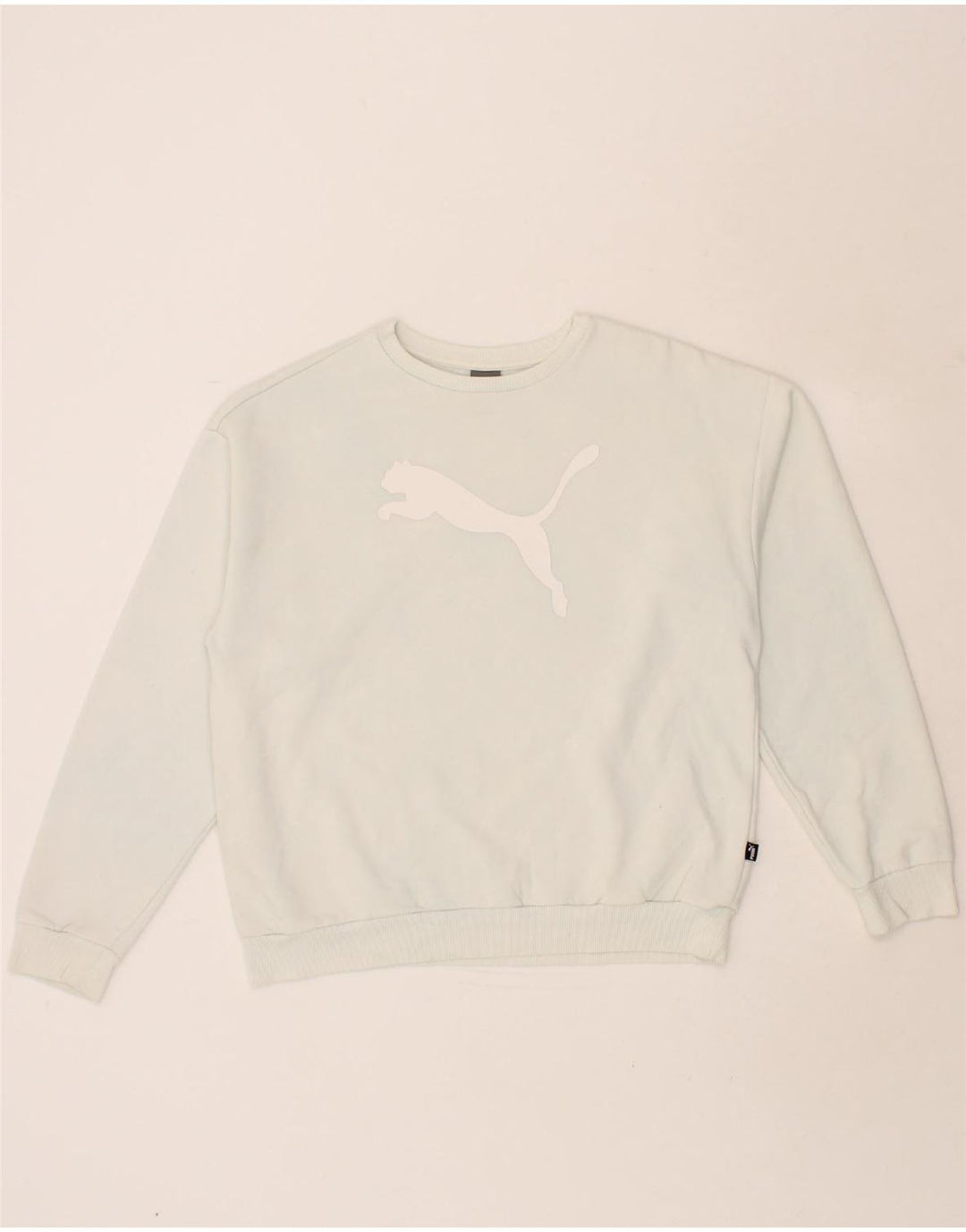 PUMA Womens Graphic Sweatshirt Jumper UK 14 Medium Blue Cotton Vintage Puma and Second-Hand Puma from Messina Hembry 