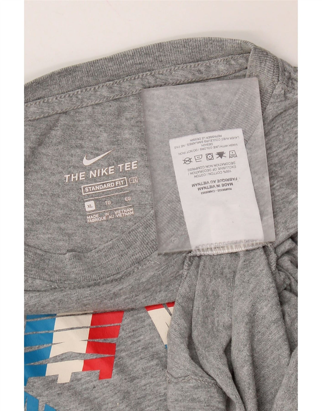 NIKE Dame Standard Fit Grafisk T-Shirt Top UK 18 XL Grå Bomuld