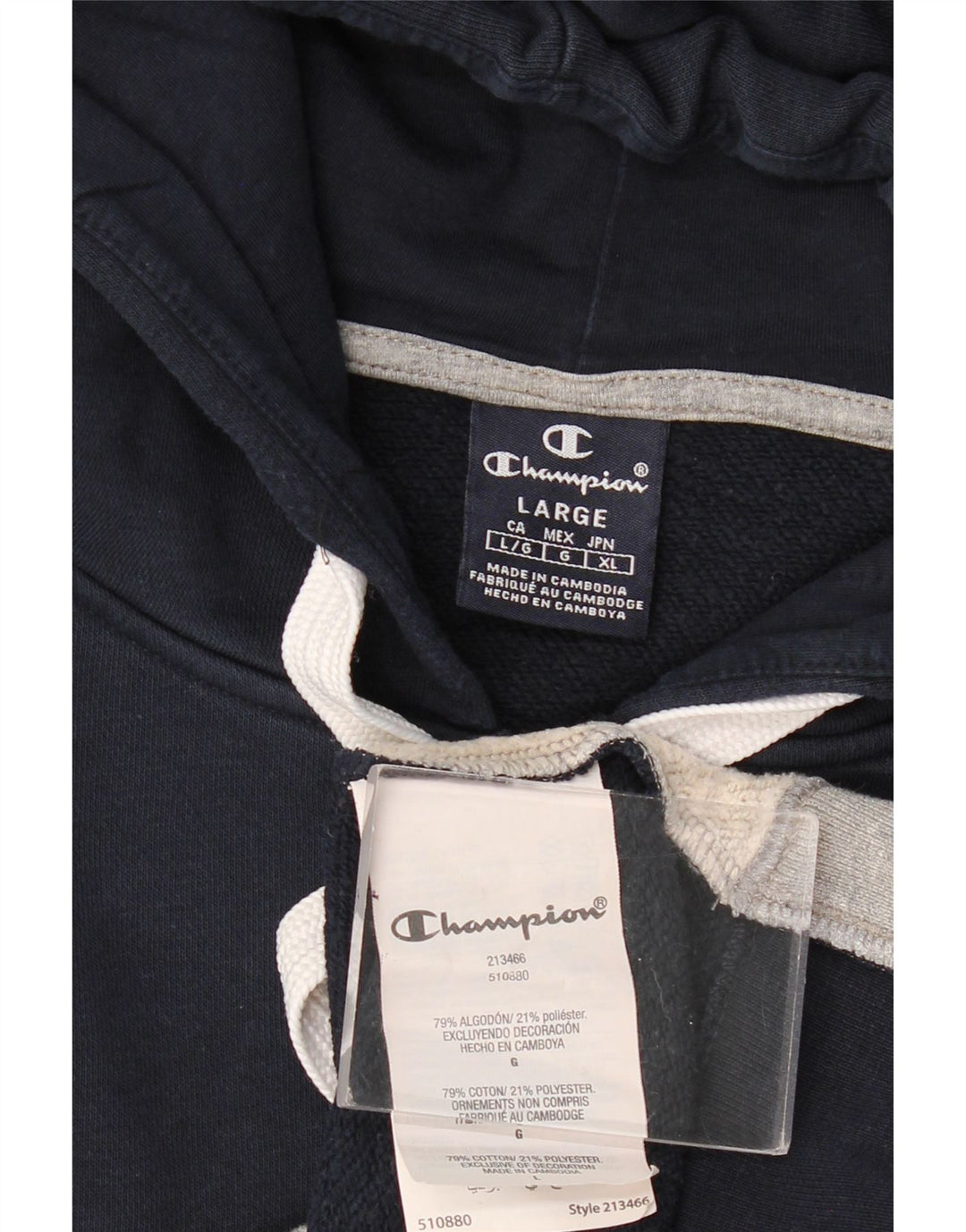 Champion Herre grafisk hættetrøje med lynlås Stor marineblå farveblok bomuld