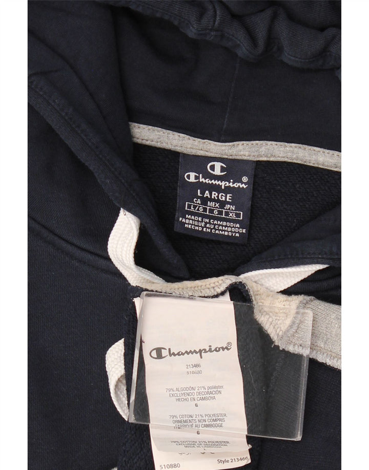 Champion Herre grafisk hættetrøje med lynlås Stor marineblå farveblok bomuld