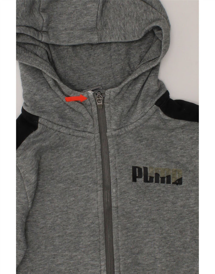 PUMA Boys Graphic Zip Hoodie Sweater 7-8 Years Grey Colourblock Vintage Puma and Second-Hand Puma from Messina Hembry 