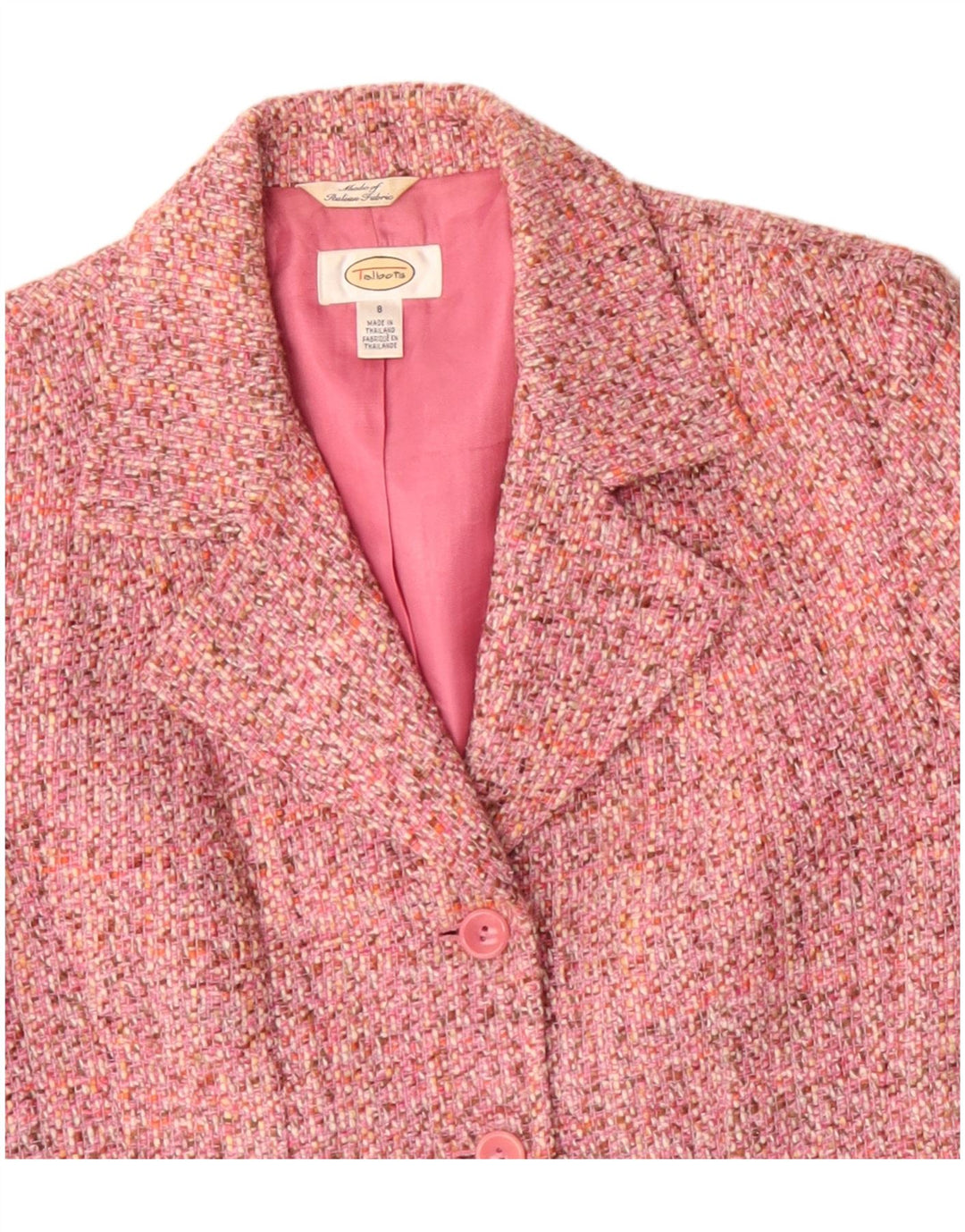 TALBOTS Dame 3-knaps blazerjakke US 8 Medium Pink Flecked Acryl