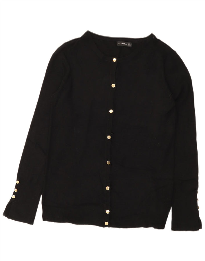 Zara Dame Cardigan Sweater UK 14 Stor Sort Viscose