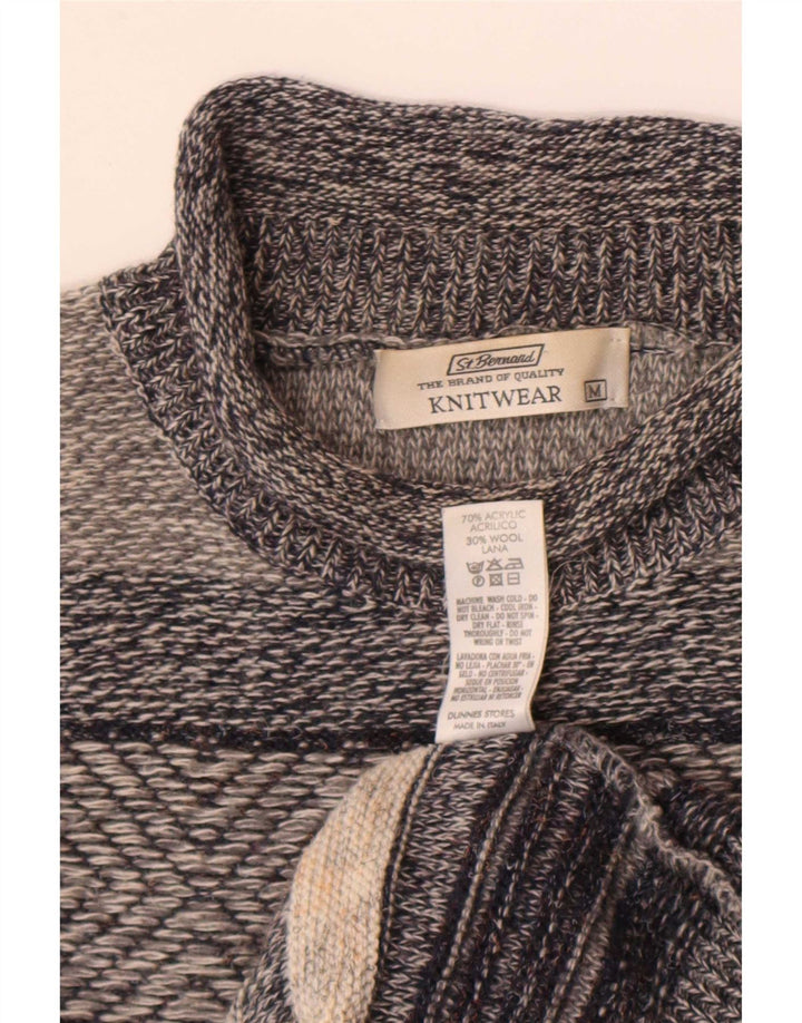 St. Bernard Herre rullehals sweater mellem grå stribet akryl