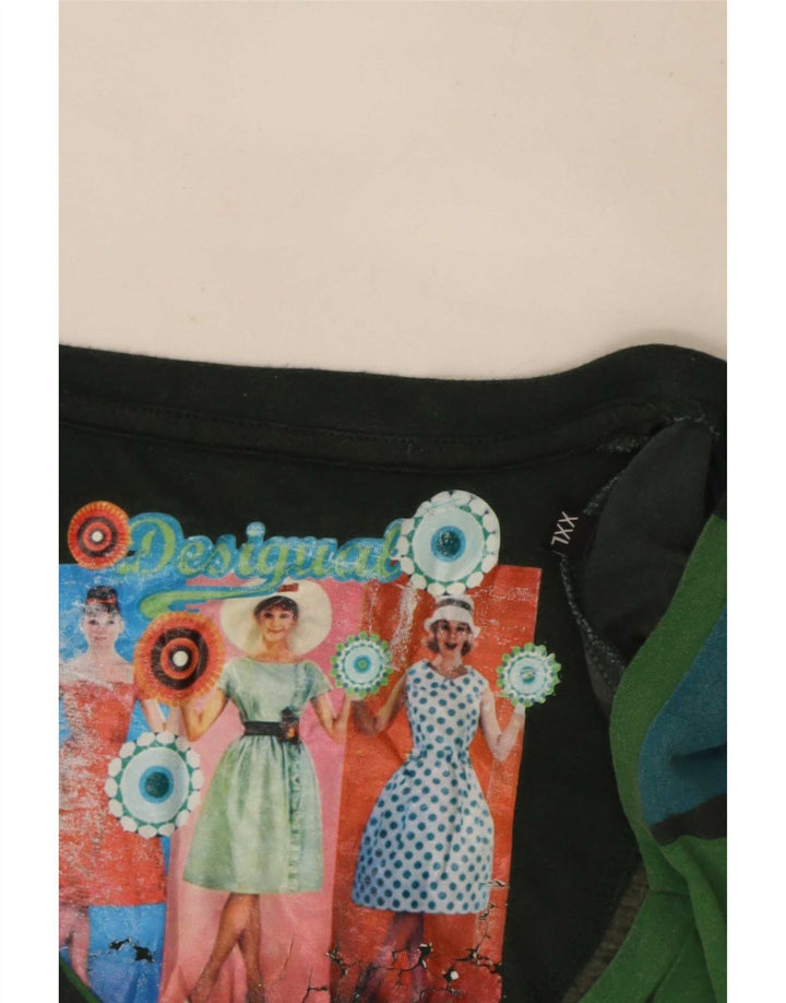 Desigual Dame Grafisk Top Langærmet UK 20 2XL Flerfarvet Geometrisk