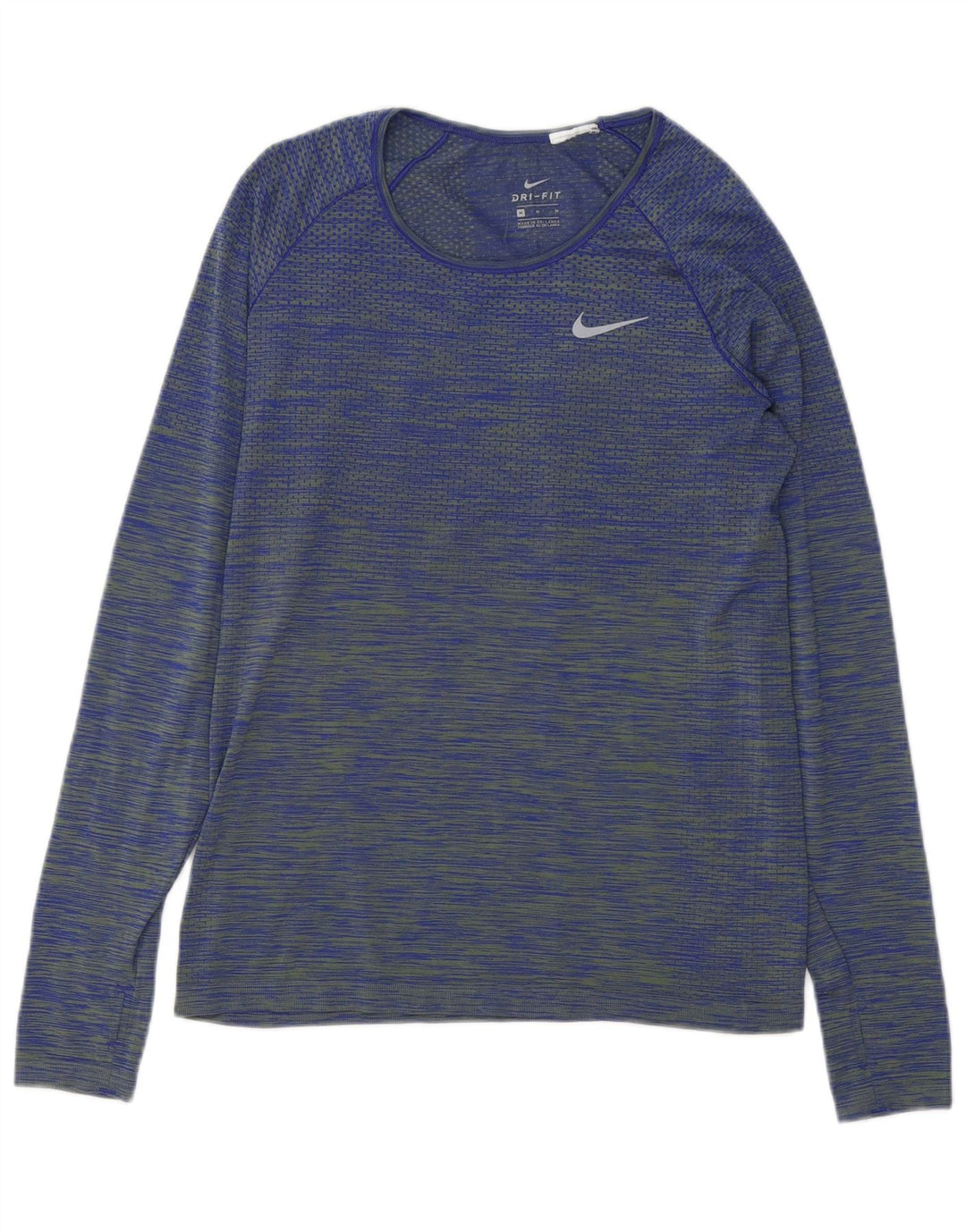 Nike Dame Dri Fit Top Langærmet UK 12 Mellem blå stribet