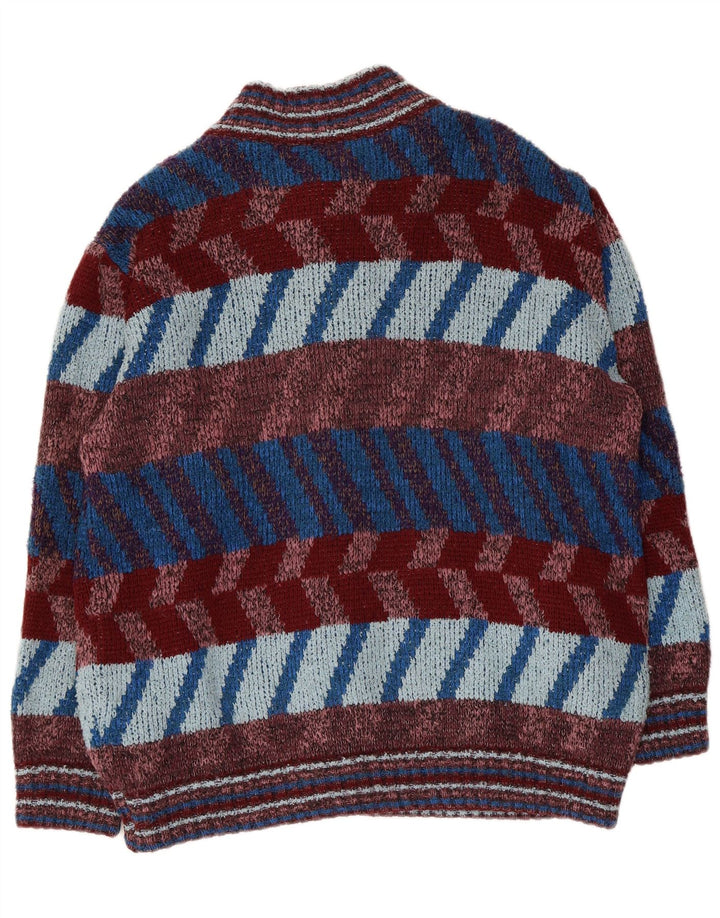 Vintage herre cardigan sweater stor flerfarvet geometrisk