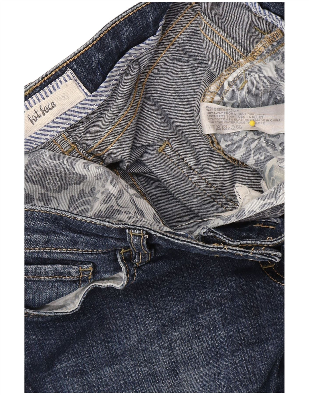 Fat Face Dame Cropped Jeans UK 12 Medium W34 L23 Blå Bomuld