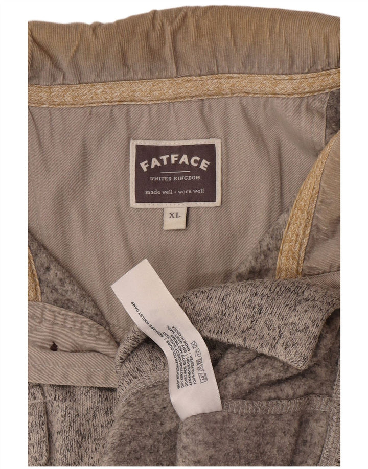 Fat Face Herre Button Neck Sweatshirt Jumper XL Grå Flecked Polyester