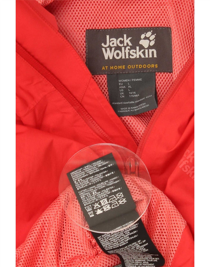 Jack Wolfskin Dame Regnjakke med hætte UK 14/16 Stor rød polyester