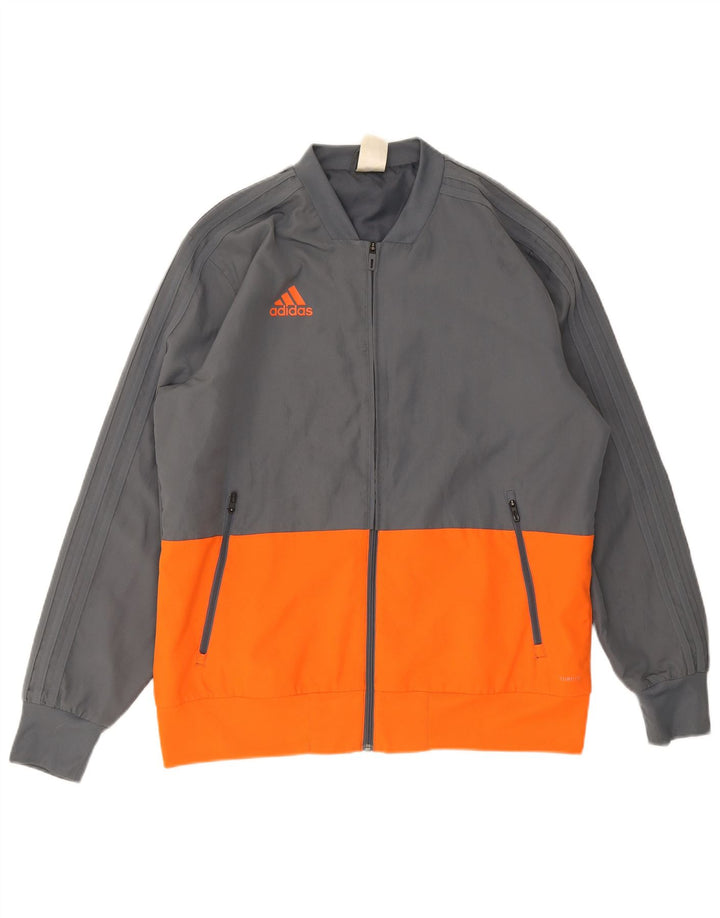 Adidas Herre Bomber Jacket UK 40 Large Grå Colourblock Polyester