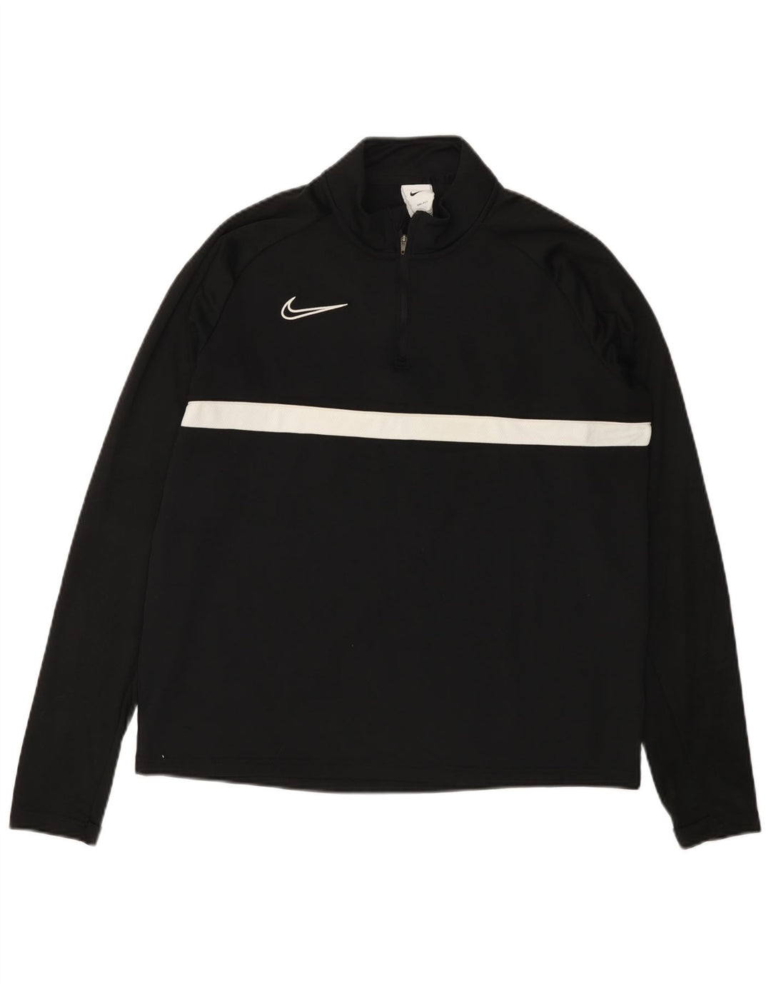 NIKE Herre Dri Fit Pullover med lynlås-hals Træningsdragt Top Stor sort farveblok