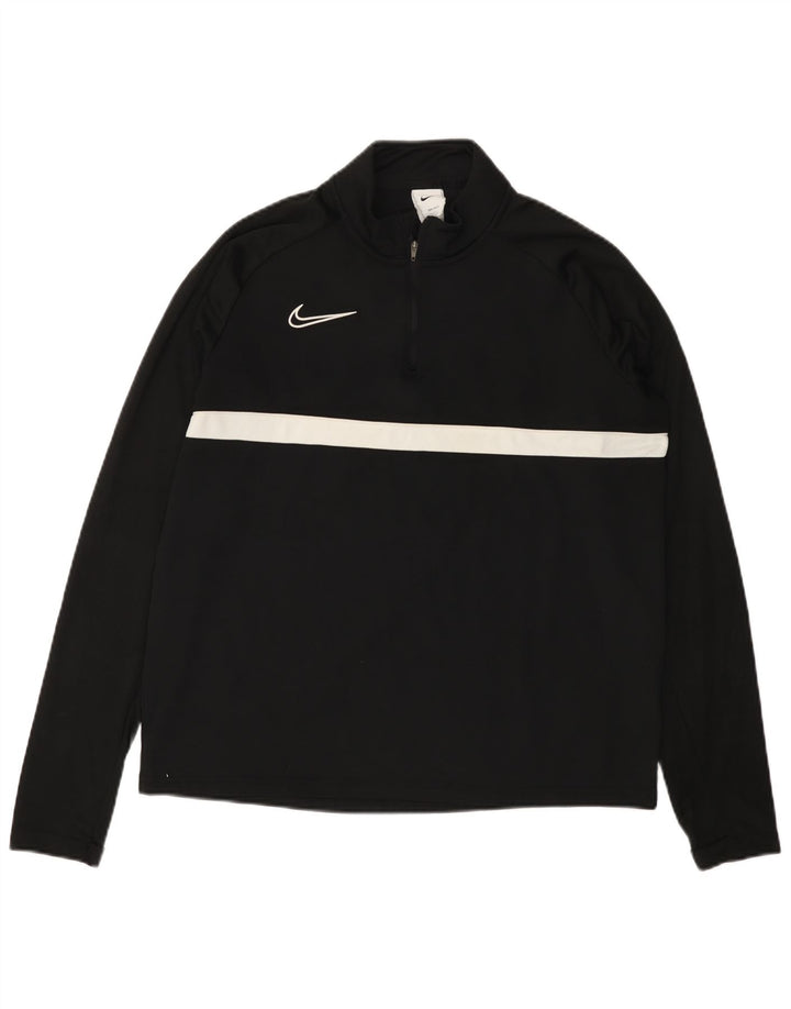 NIKE Herre Dri Fit Pullover med lynlås-hals Træningsdragt Top Stor sort farveblok