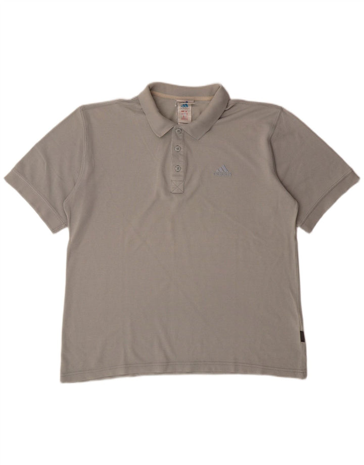 ADIDAS Mens Polo Shirt UK 40/42 Medium Grey Cotton