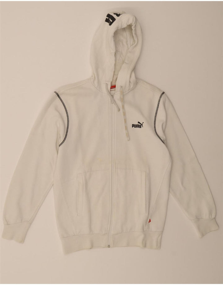 PUMA Mens Graphic Zip Hoodie Sweater Small White Vintage Puma and Second-Hand Puma from Messina Hembry 