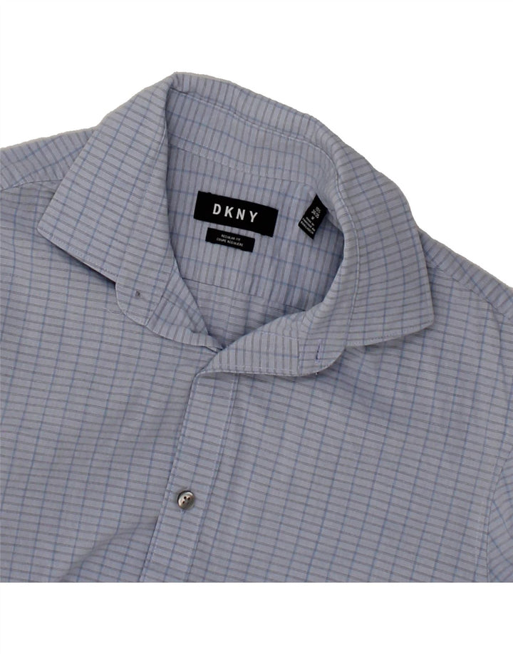 DKNY Mens Regular Fit Shirt Size 15 1/2 Medium Blue Check Cotton Vintage Dkny and Second-Hand Dkny from Messina Hembry 