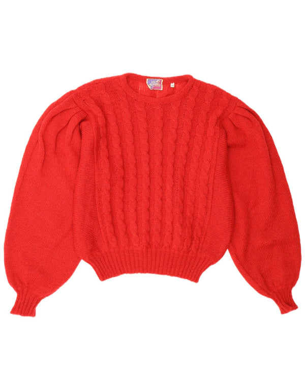 Vintage dame sweater med rund hals IT 44 Medium Red Mohair