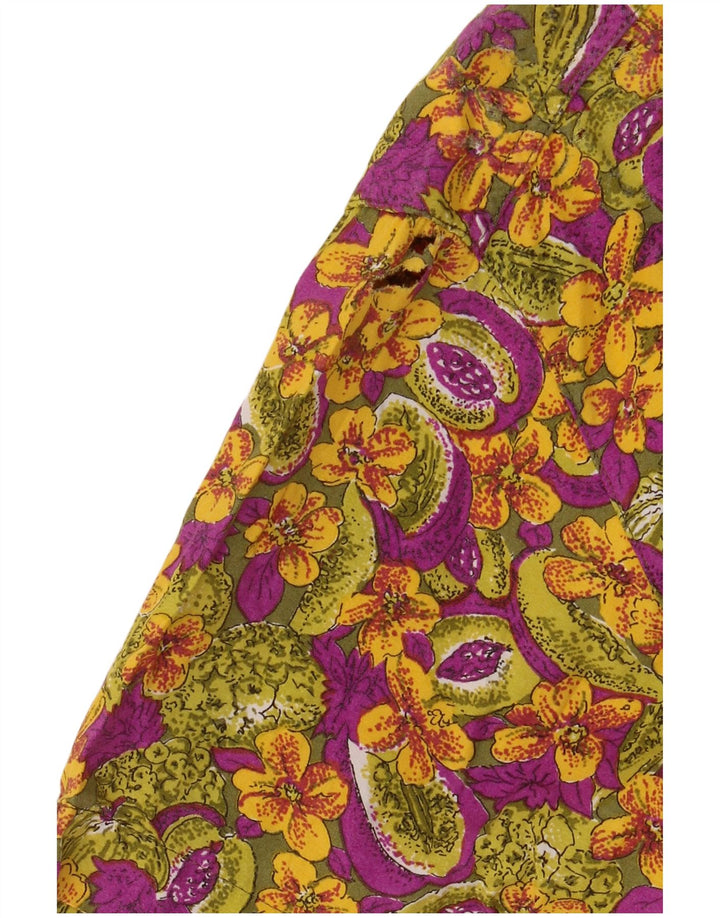 Vintage Kortærmet Herreskjorte Medium Multicolored Floral Viscose